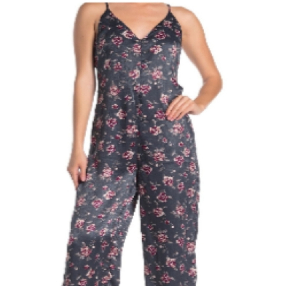 NWT Honey Belle grey satin feel floral jumpsuit